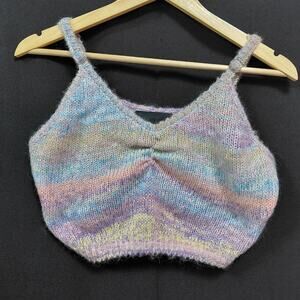 LE SUPERBE Mohair Blend Knit Tank Top Solid Sleeveless Women Size M